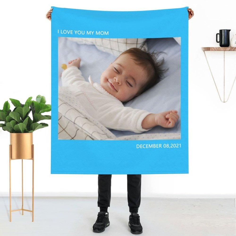 Rectangular Custom Fleece Baby Blanket (I love you my Mom) Multicolor